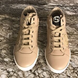 Gucci Tan Leather High-Top Sneakers